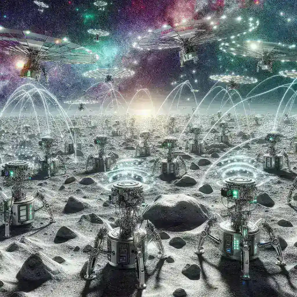 Robotic Miners on Asteroids Guided by AI Swarm Navigation